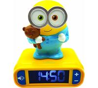 LEXIBOOK, Despicable Me Minions, Bob Nightlight alarm clock, Sounds and Melodies, LCD Backlit screen, Luminous, Snooze, Yellow, RL800DES