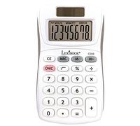 Lexibook, 8 Digit Pocket Calculator, Basic and Memory Function, Soft Silicone Keys for Office, School, Home, Solar & Batteries, White/Grey, C208