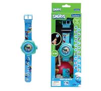 LEXiBOOK, Adjustable Wristwatch with Digital Screen Featuring 20 projections, Multiple Characters, Blue, Smurfs