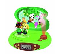 Lexibook Nintendo-Animal Crossing Projector Alarm Clock for Kids-with Night Light and Time Projection to The Ceiling, Sound Effects, Boys, Girls, Green