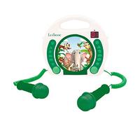 Lexibook, Animals, Portable CD player with Microphones, Music Player, Repeat and Programming, Karaoke, Headphones jack, White/Green, RCDK100ANX