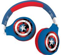 LEXIBOOK, Avengers Bluetooth Headphones, HPBT010AV | 2-in-1 Bluetooth & Wired, Kids safe, Foldable, Adjustable, Red/Blue