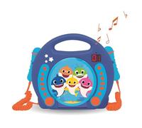Lexibook Baby Shark Nickelodeon - CD player with 2 mics, Programming function, headphones jack, for kids, with power supply or batteries, Blue/Orange, RCDK100BS