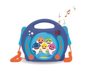 Lexibook Baby Shark Nickelodeon - CD player with 2 mics, Programming function, headphones jack, for kids, with power supply or batteries, Blue/Orange, RCDK100BS