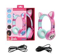 LEXIBOOK, Barbie, 2-in-1 Bluetooth and wired headset with cat ears, Rechargeable with light effects, Stereo sound, Foldable, Adjustable, LED lights, HPBTKTBBLXB