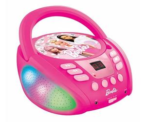Lexibook, Barbie Bluetooth CD Player, RCD109BB | Multicolour lights, Mic jack, AUX input, AC or battery powered
