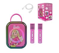 LEXIBOOK, Barbie, Bluetooth Karaoke, Pink, BTC030BBLXB | Bluetooth karaoke with 2 wireless microphones, rechargeable battery and easy device pairing, portable