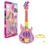 LEXIBOOK, Barbie, Electronic Guitar with Microphone and Glasses to Sing with Style, 2 Play Modes, Demo Melodies, Light Effects, Pink/Yellow, K260BBLXB