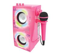 Lexibook, Barbie, Portable Bluetooth Lighted Speaker with Microphone, karaoke, light effects, wireless, USB, SD card, rechargeable battery, pink,