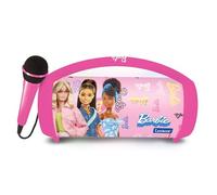 LEXIBOOK - Barbie - Wireless light speaker with microphone, Stereo sound, Karaoke function, USB and SD card ports, Rechargeable battery, Handle to carry everywhere, Pink, BTP585BBZLXB