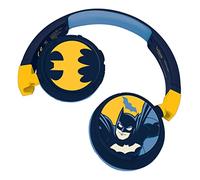 LEXIBOOK Batman, 2-in-1 Bluetooth Headphones Stereo Wireless Wired, Kids Safe, Foldable, Adjustable, Blue/Yellow, HPBT010BAT