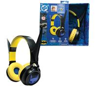 LEXIBOOK, Batman, Foldable Light-Up Bluetooth® and Wired Headphones with 3D Design from the Batman Universe and Volume Limiting, Black Yellow, HPBT015BAT