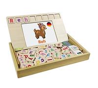 LEXIBOOK Bio Toys Word School, bilingual German/English, wooden game, 50 word cards, alphabet, educational game, EDU100i3