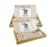 Lexibook Bio Toys Word School EDU100i2 | Spanish/English, wooden game, 50 word cards