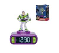 LEXIBOOK, Disney Toy Story Buzz Lightyear, Digital Alarm Clock, 3D Nightlight Figurine, Sound Effects, Backlit LCD Screen, Snooze Function, Purple & Green, RL800TS