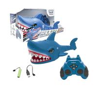 LEXIBOOK - Crazy Shark - Remote Control Shark, Up to 5 km/h (3mph), Automatic hunt and dance modes, programmable, Music effects, Blue, SHARK01LXB
