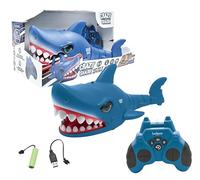 LEXIBOOK - Crazy Shark - Remote Control Shark, Up to 5 km/h (3mph), Automatic hunt and dance modes, programmable, Music effects, Blue, SHARK01