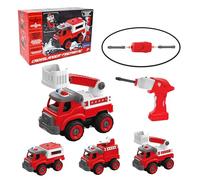LEXIBOOK, Crosslander® Fireman RC, Radio-controlled fire truck to assemble, 3 possible constructions, 33 parts, Electric and manual screwdrivers included, RCP25