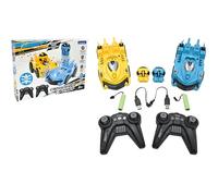 LEXIBOOK, Crosslander® RC Bumper, Set of 2 radio-controlled racer bumper cars, up to 12 km/h (7mph), 2 removable characters, Sound and light effects, Yellow/blue, RC2