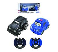 LEXIBOOK, Crosslander® Twin, Set of 2 Radio-controlled cars (Police car, Thief's car), up to 12km/h, sound and light effects, 2 remote controls, Black/blue, RC12LXB