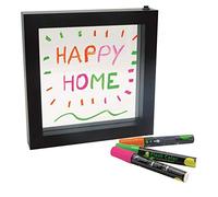 Lexibook Decotech - Luminous Neon Message Frame - Transparent Board Lamp for Writing or Drawing - with Color Markers, Gift Decoration for Men and Women, Black, LTP055
