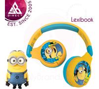 LEXIBOOK HPBT010DES Despicable Me 2-in-1 Bluetooth Headphones Stereo Wireless Wired Kids Safe Foldable Adjustable, Yellow