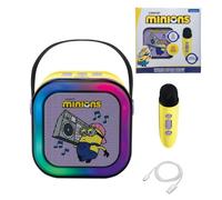 LEXIBOOK, Despicable Me, Karaoke Speaker, 1 Microphone, Yellow, BTC020DES | Bluetooth karaoke speaker with wireless mic, USB-C rechargeable battery, light effects and multiple audio inputs for music
