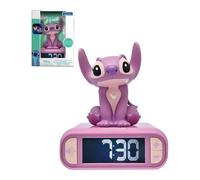 LEXIBOOK, Stitch Angel Nightlight Alarm Clock, RL800D1 | Sounds & Melodies, LCD Backlit screen, Luminous, Snooze, Pink