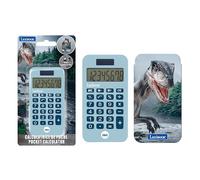 Lexibook, Dinosaur Pocket Calculator with Protection Cover, Conventional and Advanced Calculator Functions, battery and solar-powered, Blue, C45DINO