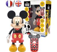 LEXIBOOK - Disney - Bilingual Mickey Robot - English/French, 100 educational quizzes, light effects, dance, programmable, articulated, Black/red - MCH01i1