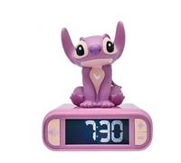 LEXIBOOK, Stitch Angel Nightlight Alarm Clock, RL800D1 | Sounds & Melodies, LCD Backlit screen, Luminous, Snooze, Pink