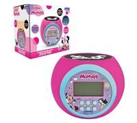 Lexibook, Disney Minnie, Alarm clock-projector with alarm and snooze function, nightlight with timer, LCD screen, battery-operated, Pink, RL977MN