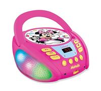 Lexibook RCD109MN Disney Minnie-Bluetooth CD Player for Kids - Portable, Multicoloured Light Effects, Microphone, Aux-in Jack, AC or Battery-Operated