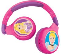 LEXIBOOK, Disney Princess, Headphones 2-in-1 Bluetooth & Wired with Mic and Button Control, Long-Lasting Rechargeable Battery, HPBT010DP