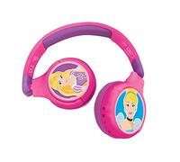 LEXIBOOK, Disney Princess Bluetooth Headphones, HPBT010DP | 2-in-1 Bluetooth & Wired, Kids safe, Foldable, Adjustable