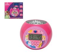 LEXIBOOK Projector Clock Disney Princess with Snooze Alarm Function, Night Light with Timer, LCD Screen, Battery Operated, Pink