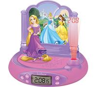 Lexibook Disney Princess Rapunzel Projector clock, built-in night light, time projection onto the ceiling, sound effects, battery-powered, Pink/Purple, Standard