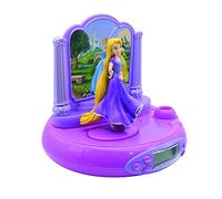 LEXIBOOK Disney Princess Rapunzel Projector Radio clock, built-in night light, time projection onto the ceiling, sound effects, battery-powered, Pink/Purple, RP515DPLXB