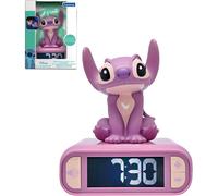 LEXIBOOK, Disney Stitch, Angel Night Light Alarm Clock, Sounds and Melodies, Backlit LCD Screen, Luminous, Snooze, pink, EinheitsgroBe