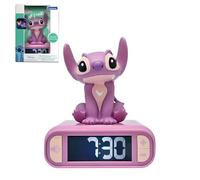 LEXIBOOK, Disney Stitch, Angel Night Light Alarm Clock, Sounds and Melodies, Backlit LCD Screen, Luminous, Snooze, Pink, RL800D1