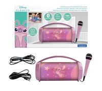 Lexibook, Disney Stitch, Angel wireless light speaker with microphone, Stereo sound, Karaoke function, USB and SD card ports, Rechargeable battery, Handle to carry everywhere, Pink, BTP585D1Z