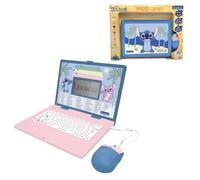 LEXIBOOK, Disney Stitch, Bilingual Educational Laptop, 164 Learning Activities, English and German, How to Read Learning Method, Educational Toy for Kids, Pink and Blue, JC601Di3LXB