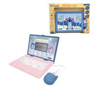 LEXIBOOK, Disney Stitch, Bilingual Educational Laptop, English and French, 164 Activities, Maths, Logic Games, Music Mode, Large LCD Screen, Disney Stitch Design, Pink/Blue, JC601Di1LXB