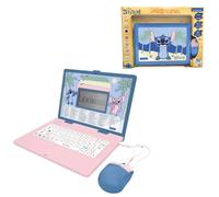 LEXIBOOK, Disney Stitch, Bilingual Educational Laptop, Italian and English, 164 Activities, Maths, Logic Games, Music Mode, Large LCD Screen, Disney Stitch Design, Pink/Blue, JC601Di5LXB