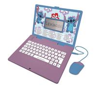 LEXIBOOK, Disney Stitch, Bilingual German/English educational computer, Toy for children with 124 language, writing, maths, logic, music activities and games, Purple/Blue, JC598Di3