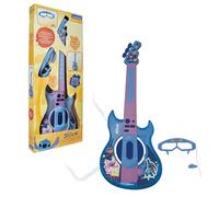 LEXIBOOK, Disney Stitch, Electronic Guitar with Microphone and Glasses for Stylish Singing, 2 Game Modes, Demo Melodies, Light Effects, Blue, K260D