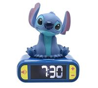 LEXIBOOK, Disney Stitch Night Light Alarm Clock, Sounds and Melodies, LCD Backlit Display, Luminous, Snooze, Blue, RL800D
