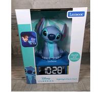LEXIBOOK, Disney Stitch, Nightlight alarm clock, Sounds and Melodies, LCD Backlit screen, Luminous, Snooze, Blue, RL800D