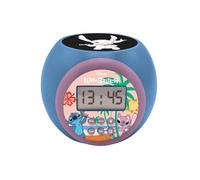 LEXIBOOK, Disney Stitch, Projector alarm clock with snooze function and alarm function, Night light with timer, LCD screen, battery operated, Blue, RL977DLXB