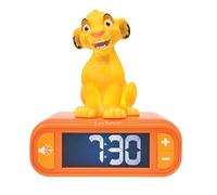 LEXIBOOK, Disney The Lion King, Simba Nightlight alarm clock, Sounds and Melodies, LCD Backlit screen, Luminous, Snooze, Yellow